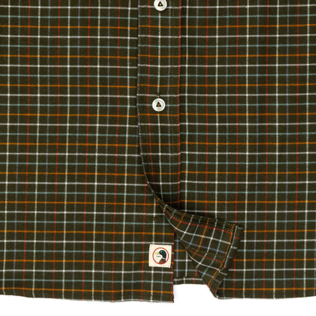 Duck Head Clement Plaid Cotton Flannel Sport Shirt: Dark Forest