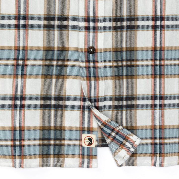 Duck Head Russin Plaid Cotton Flannel Sport Shirt: Soft White