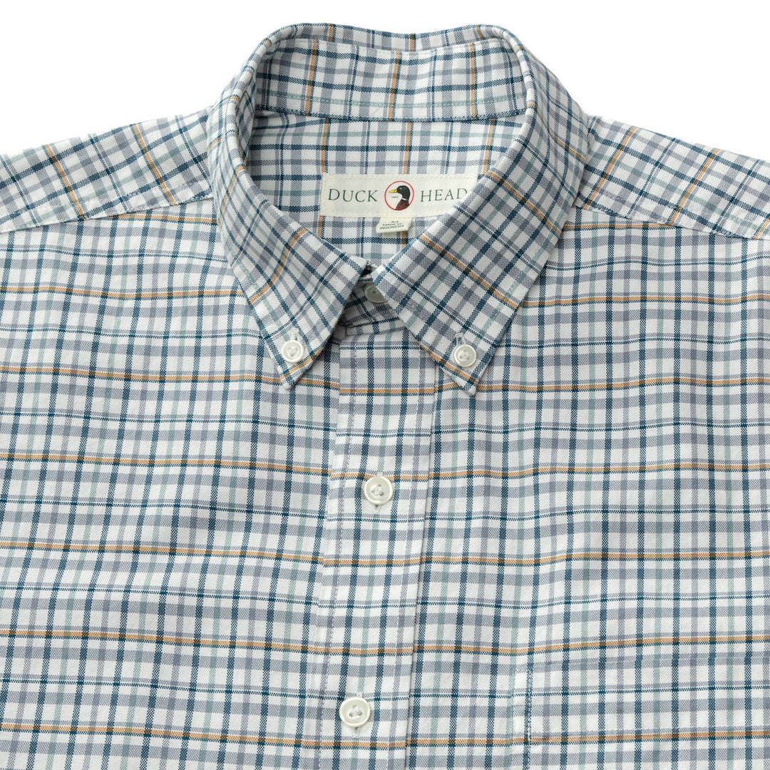 Duck Head Dafton Plaid Cotton Oxford Sport Shirt: Stone Blue