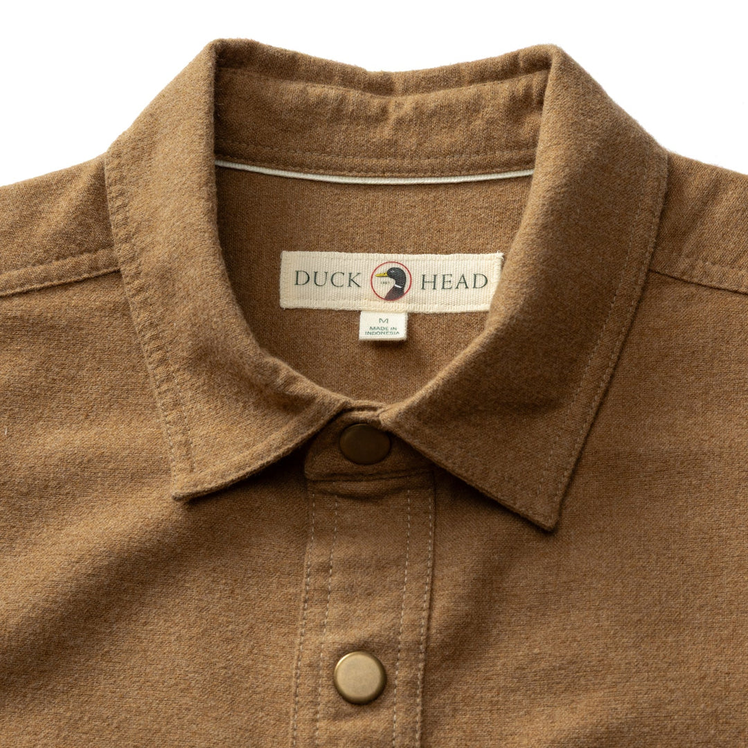 Duck Head Brushed Canvas Snap Shirt Pyne Solid: Bronze Brown