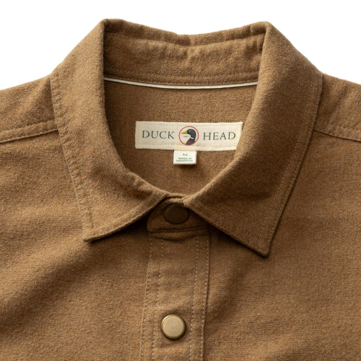 Duck Head Brushed Canvas Snap Shirt Pyne Solid: Bronze Brown