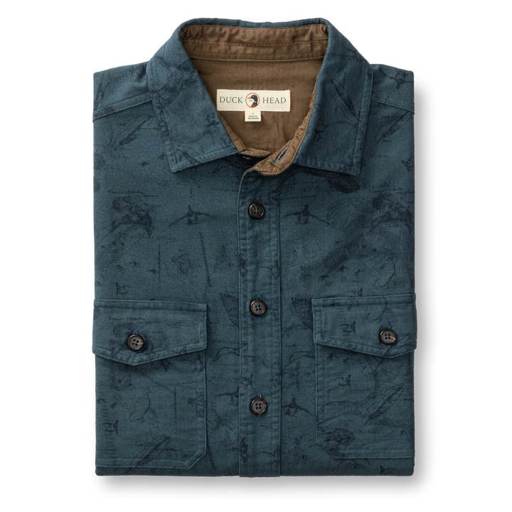 Duck Head Slater Moleskin Overshirt: Graphite Blue