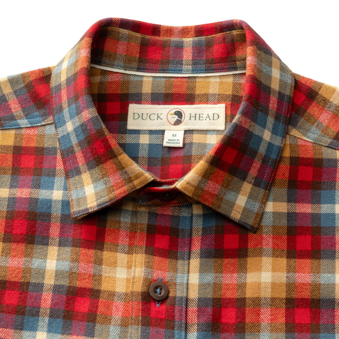 Duck Head Cotton Flannel Sport Shirt: Pomegranate