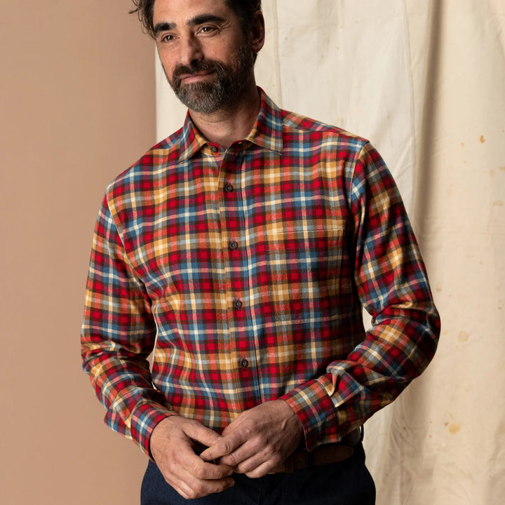 Duck Head Cotton Flannel Sport Shirt: Pomegranate