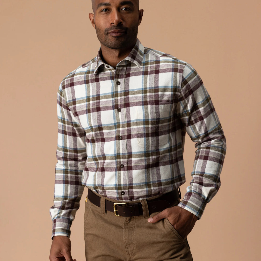 Duck Head Cotton Flannel Sport Shirt: Huckleberry