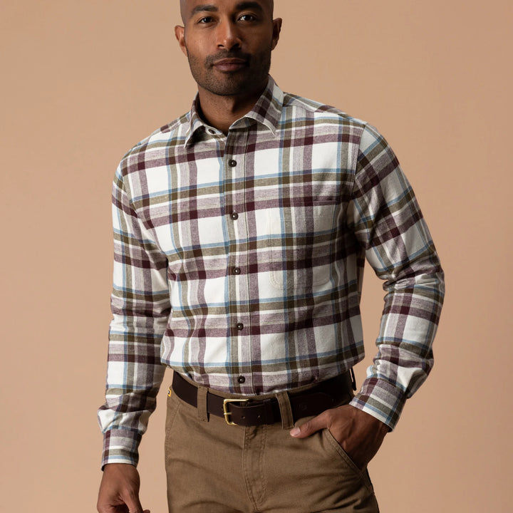 Duck Head Cotton Flannel Sport Shirt: Huckleberry