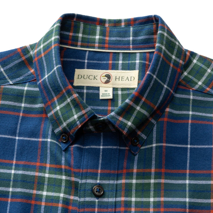 Duck Head Cotton Flannel Sport Shirt: Navy Peony
