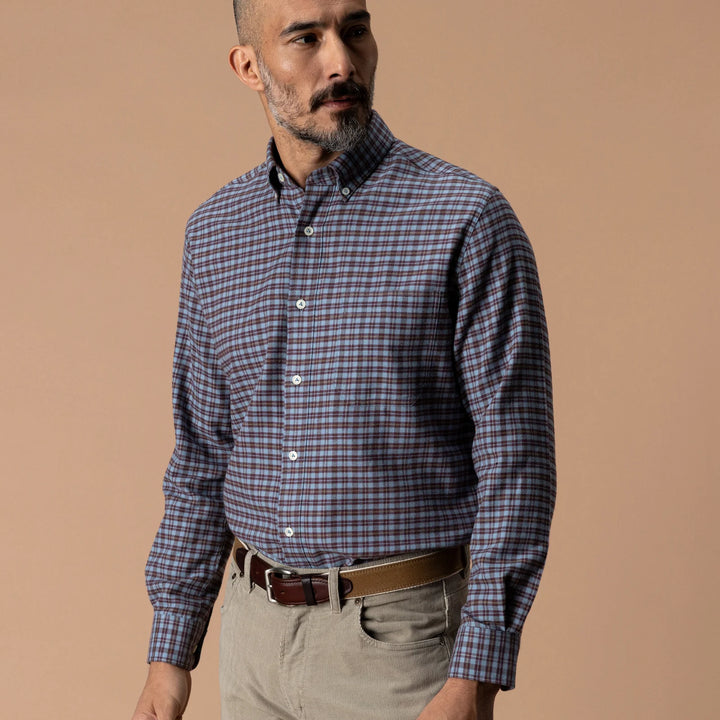 Duck Head Cotton Flannel Sport Shirt: Windblown Sky