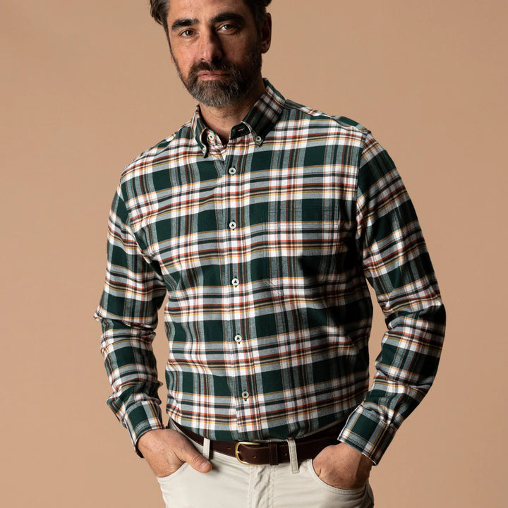 Duck Head Cotton Flannel Sport Shirt: Pine Grove