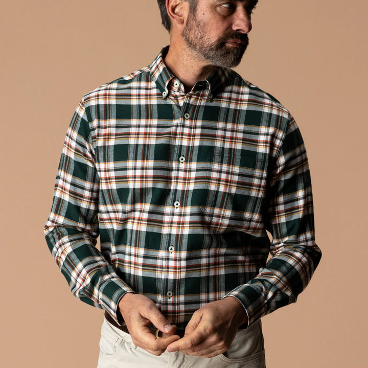 Duck Head Cotton Flannel Sport Shirt: Pine Grove