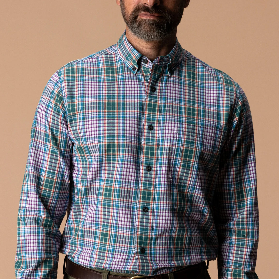 Duck Head Cotton Slub Sport Shirt: Midnight Teal