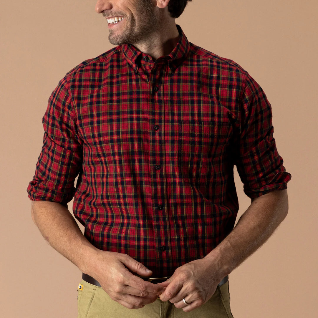 Duck Head Cotton Slub Sport Shirt: Pomegranate