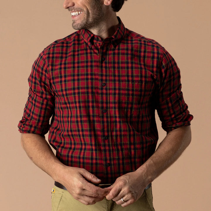 Duck Head Cotton Slub Sport Shirt: Pomegranate