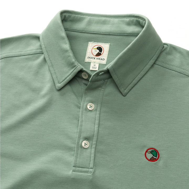 Duck Head Hayes Performance Logo Polo: Shadow Green