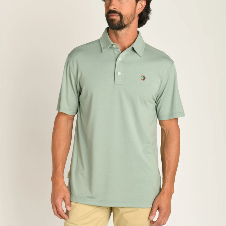 Duck Head Hayes Performance Logo Polo: Shadow Green