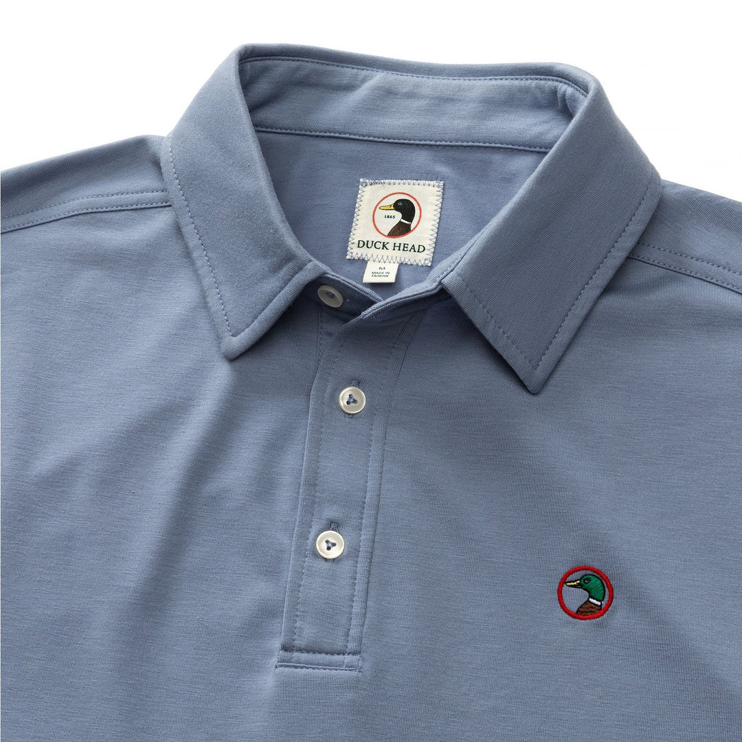 Duck Head Hayes Performance Logo Polo: Tempest Blue