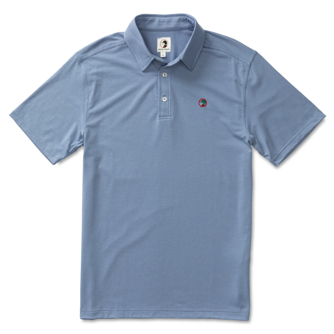 Duck Head Hayes Performance Logo Polo: Tempest Blue