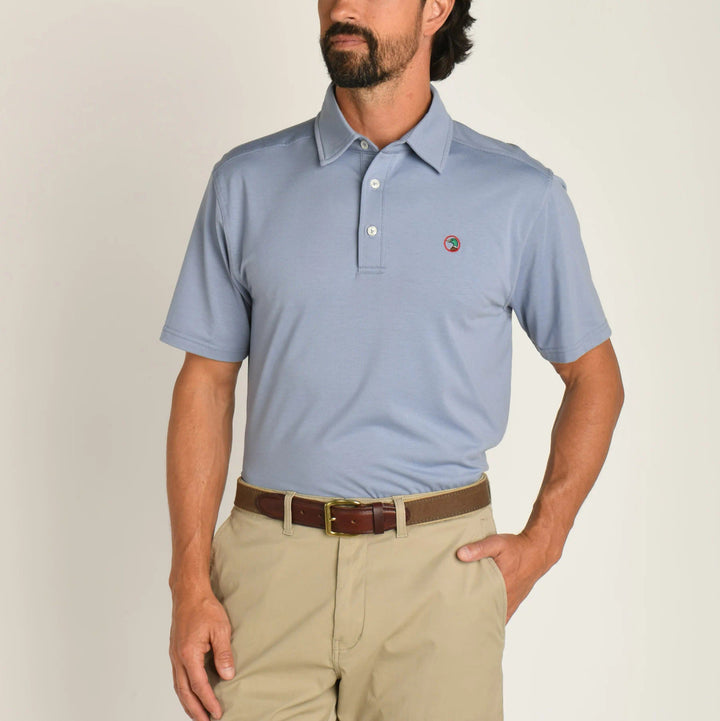 Duck Head Hayes Performance Logo Polo: Tempest Blue