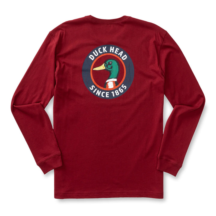 Duck Head Nostalgia Long Sleeve T-shirt: Deep Red