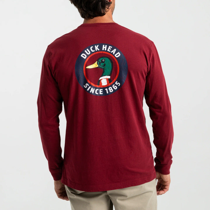 Duck Head Nostalgia Long Sleeve T-shirt: Deep Red