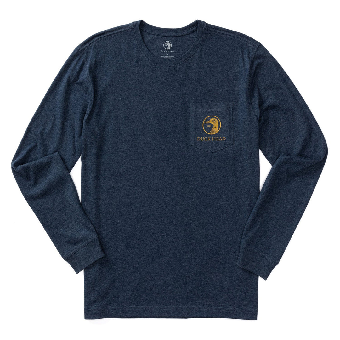 Duck Head Flying Mallard Long Sleeve T-shirt: Royal Navy Heather