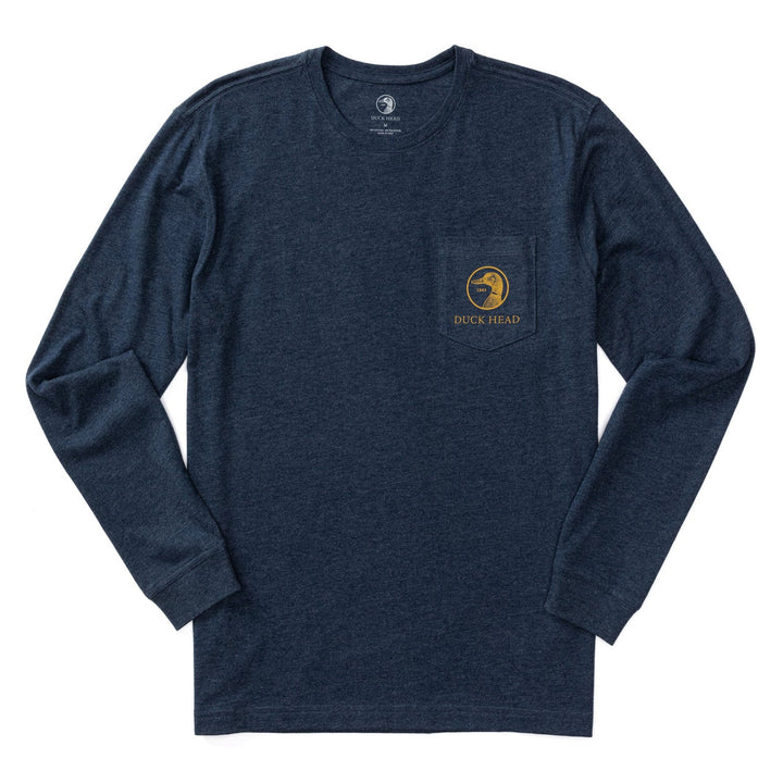 Duck Head Flying Mallard Long Sleeve T-shirt: Royal Navy Heather