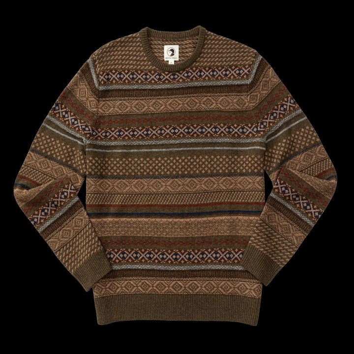 Duck Head Birch Fair Isle Merino Crewneck Sweater: Olive Pine Heather