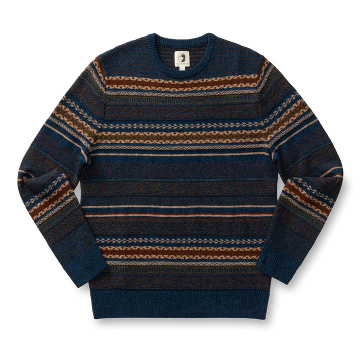 Duck Head Birch Fair Isle Crewneck Sweater: Maritime Blue Heather