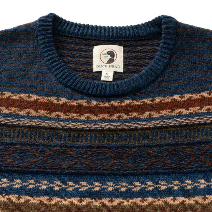 Duck Head Birch Fair Isle Crewneck Sweater: Maritime Blue Heather
