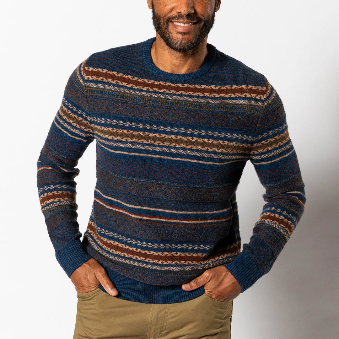 Duck Head Birch Fair Isle Crewneck Sweater: Maritime Blue Heather