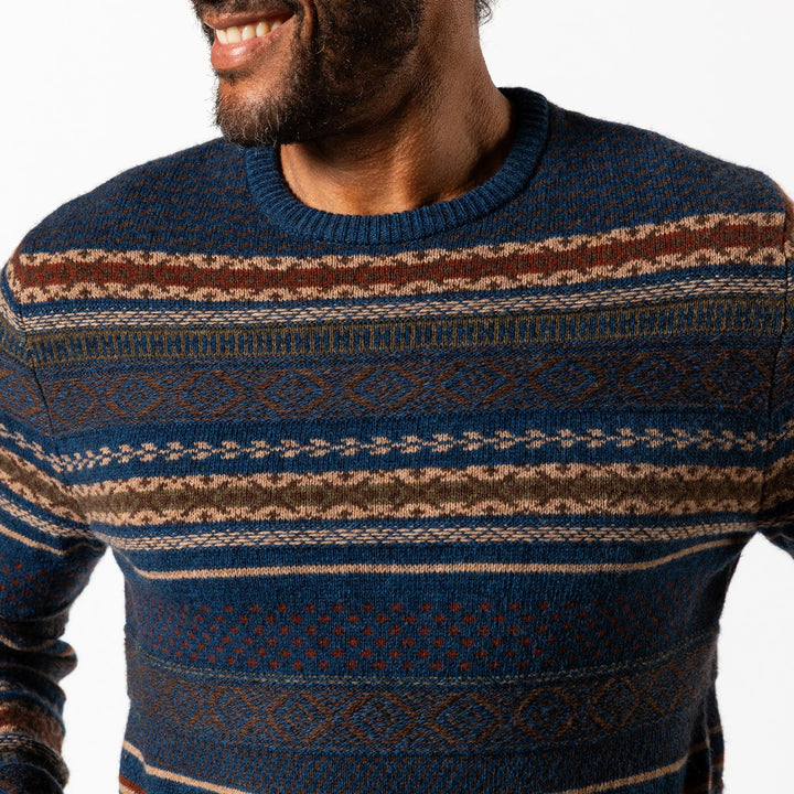 Duck Head Birch Fair Isle Crewneck Sweater: Maritime Blue Heather
