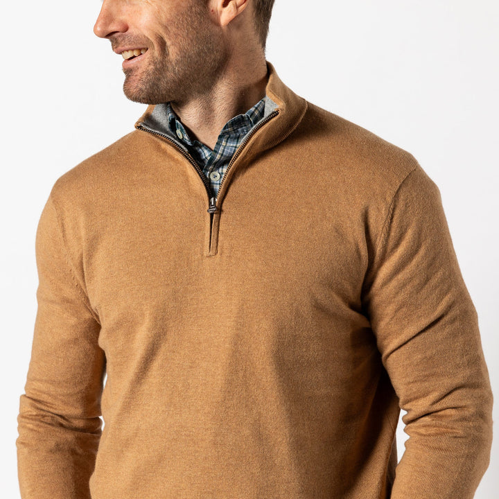 Duck Head Ridley 1/4 Zip Sweater: Camel
