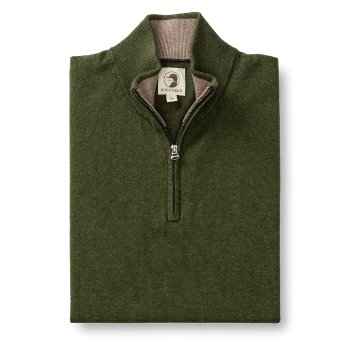 Duck Head Ridley 1/4 Zip Sweater: Deep Olive
