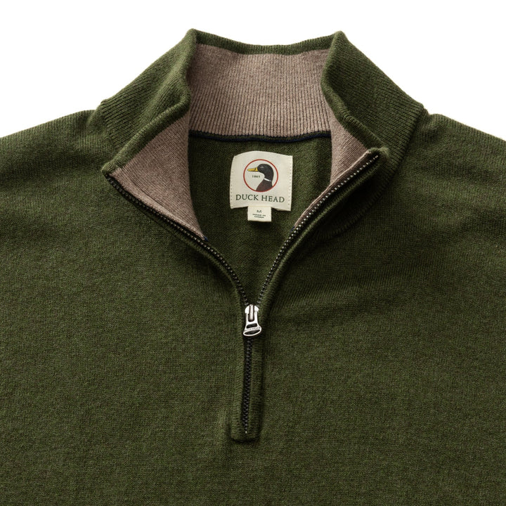 Duck Head Ridley 1/4 Zip Sweater: Deep Olive