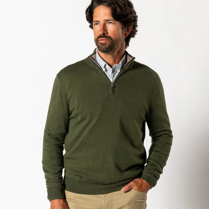 Duck Head Ridley 1/4 Zip Sweater: Deep Olive