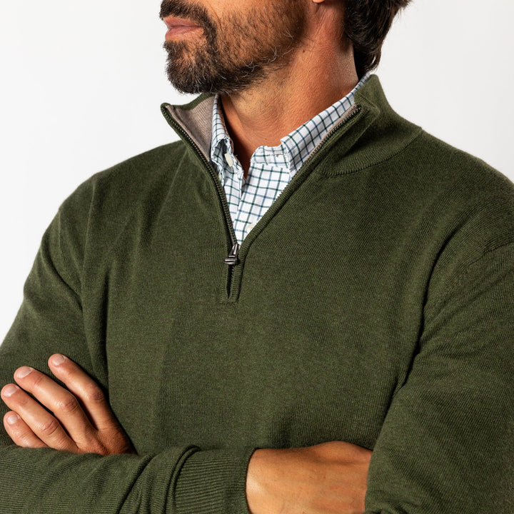 Duck Head Ridley 1/4 Zip Sweater: Deep Olive