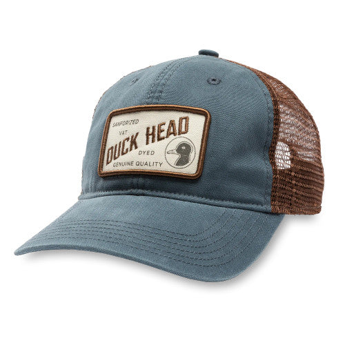 Duckhead Sanforized Patch Trucker Hat: Stormy Blue