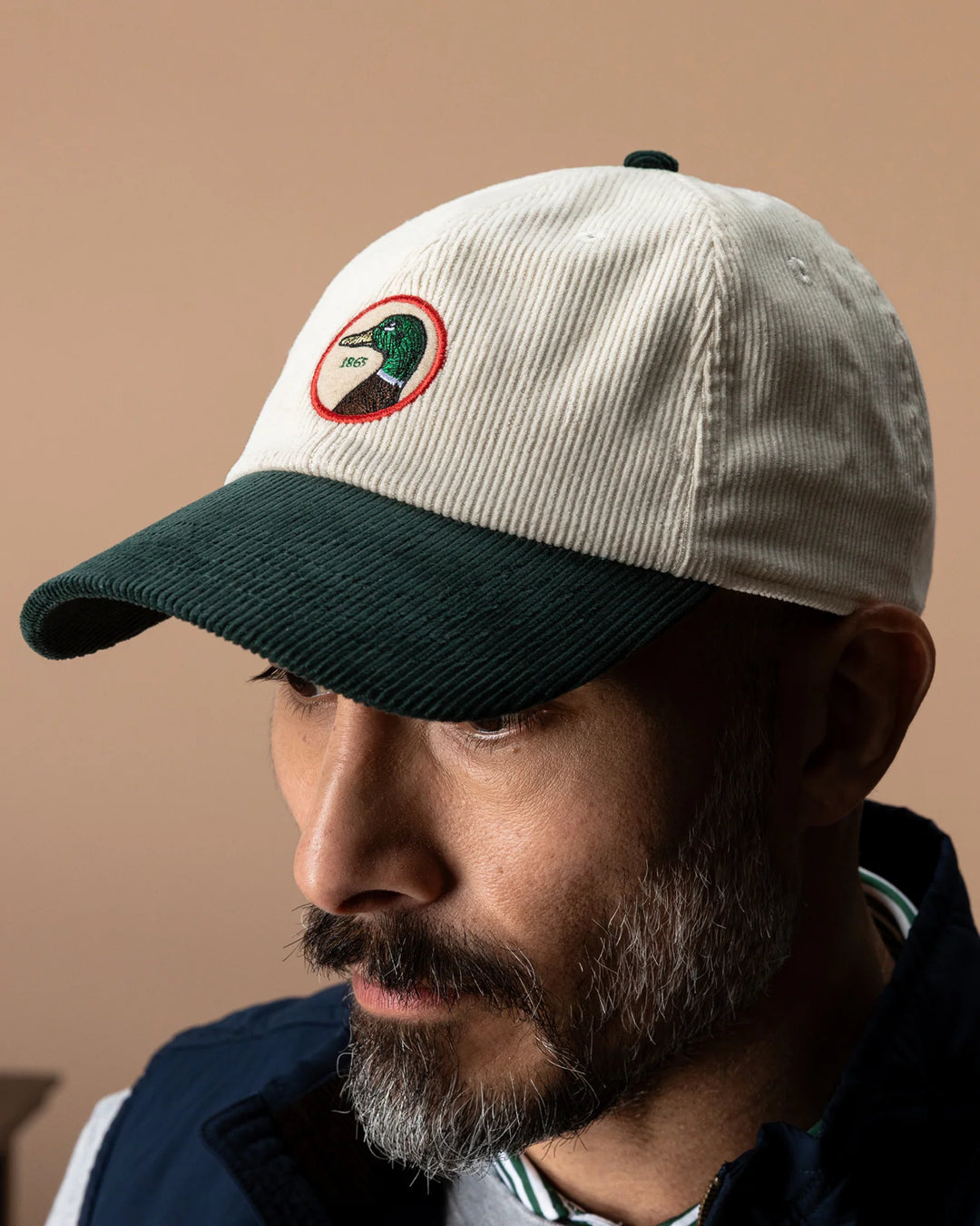 Duck Head Circle Patch Twill Hat: Antique White