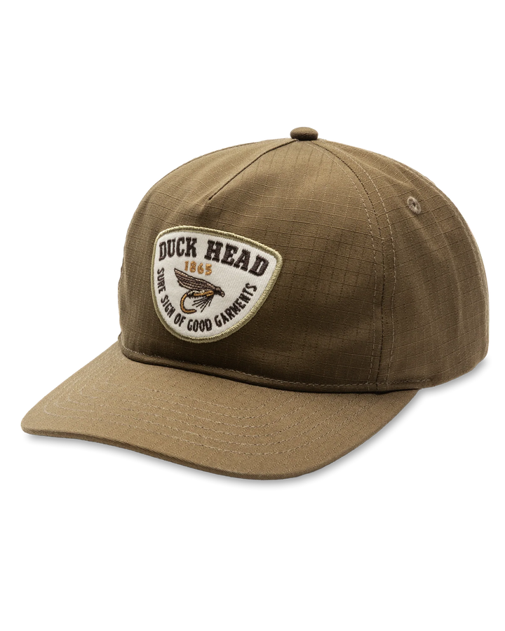 Duck Head Fly Lure Ripstop Unstructured 5-Panel Hat: Dark Olive