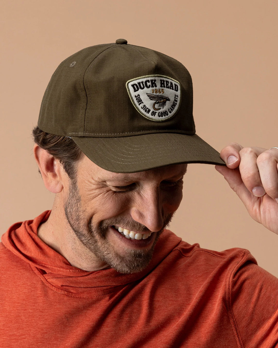 Duck Head Fly Lure Ripstop Unstructured 5-Panel Hat: Dark Olive