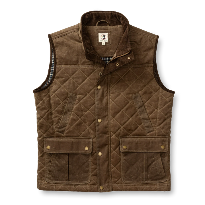 Duck Head Waxed Duck Canvas Quilted Vest: Dark Oak