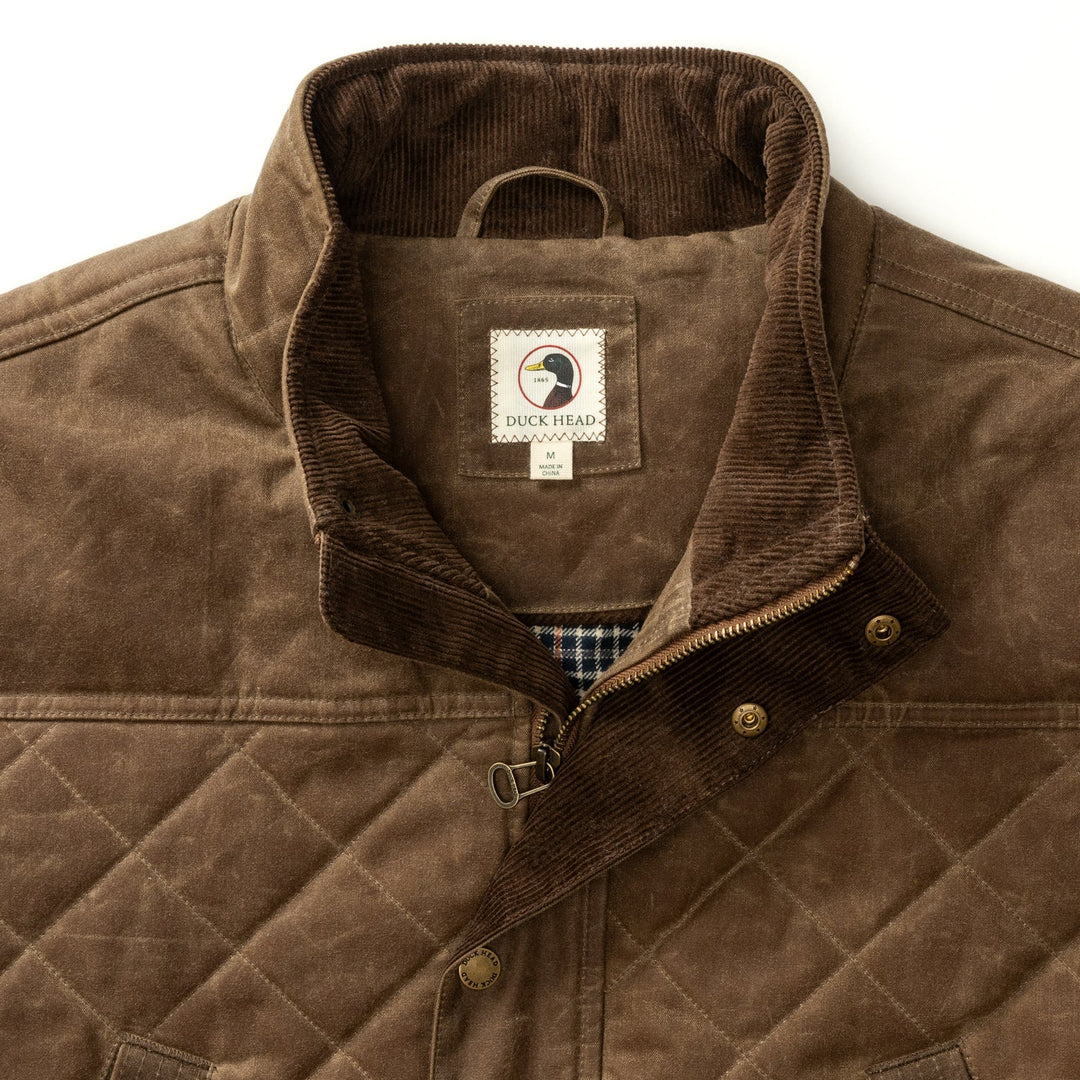 Duck Head Waxed Duck Canvas Quilted Vest: Dark Oak
