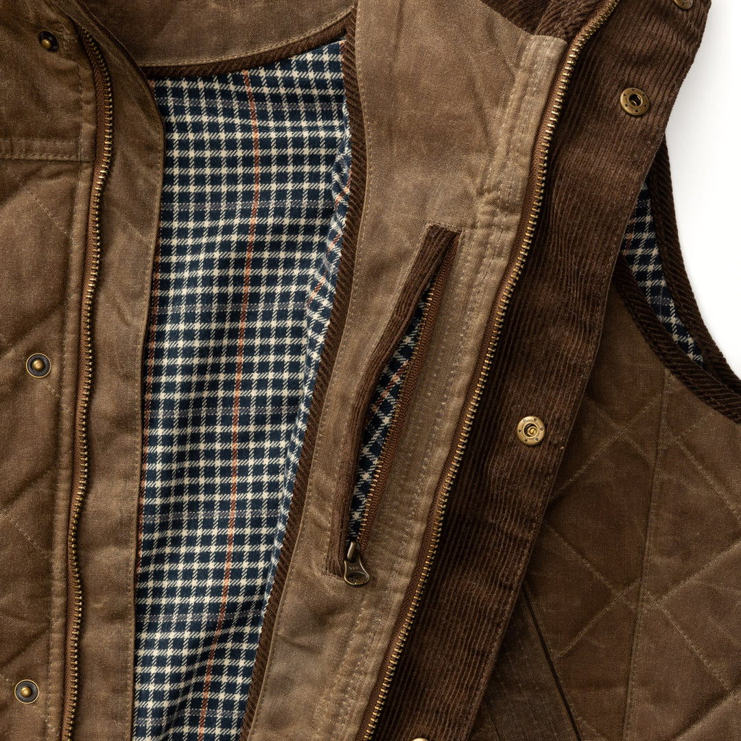 Duck Head Waxed Duck Canvas Quilted Vest: Dark Oak
