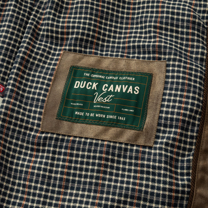 Duck Head Waxed Duck Canvas Quilted Vest: Dark Oak