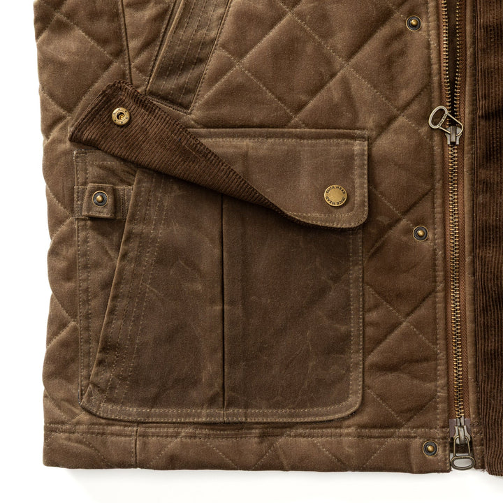 Duck Head Waxed Duck Canvas Quilted Vest: Dark Oak