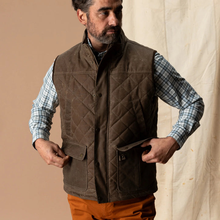 Duck Head Waxed Duck Canvas Quilted Vest: Dark Oak