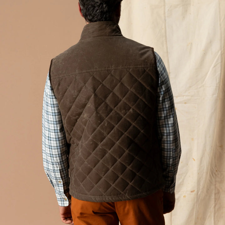 Duck Head Waxed Duck Canvas Quilted Vest: Dark Oak