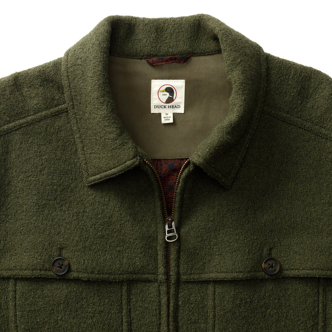 Duck Head Boiled Wool Jacket: Dark Forest Green