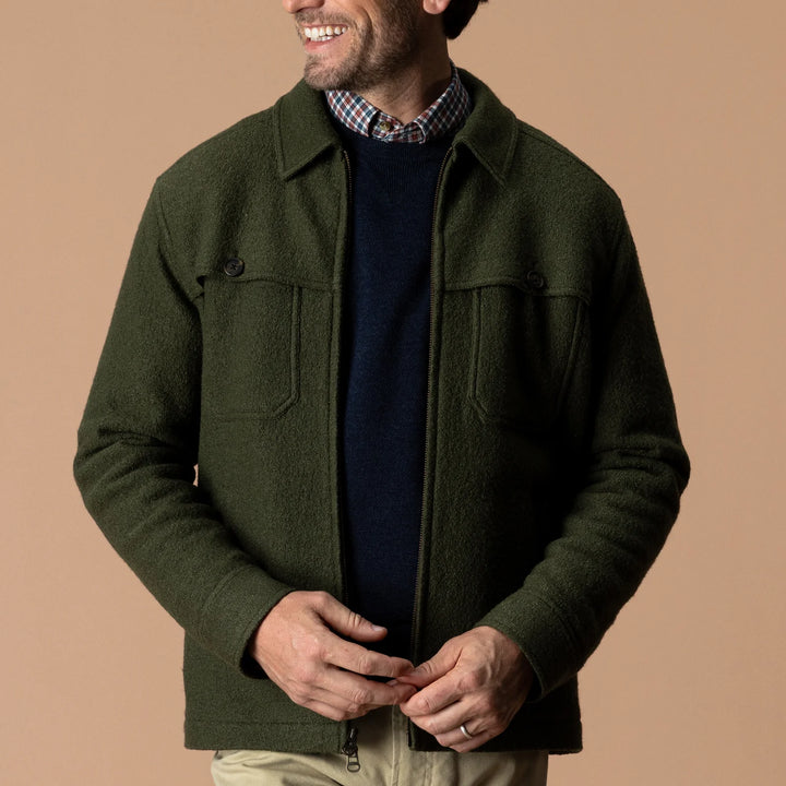 Duck Head Boiled Wool Jacket: Dark Forest Green
