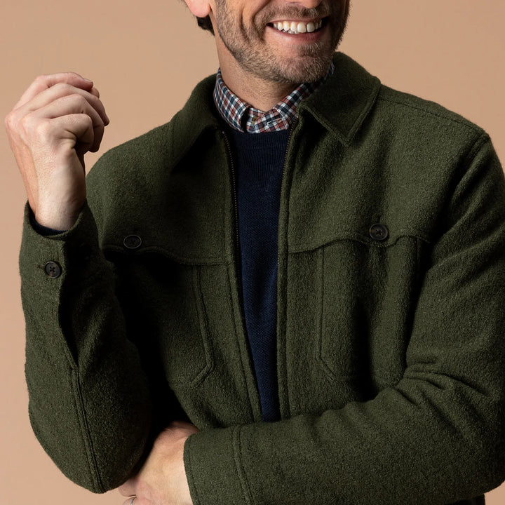 Duck Head Boiled Wool Jacket: Dark Forest Green